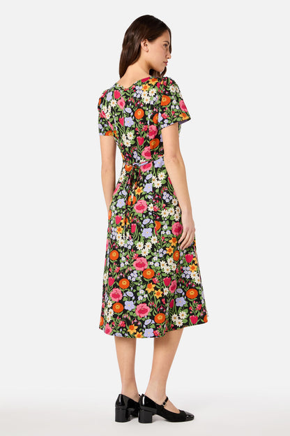 Princess Highway - Floral Field Midi Dress - black