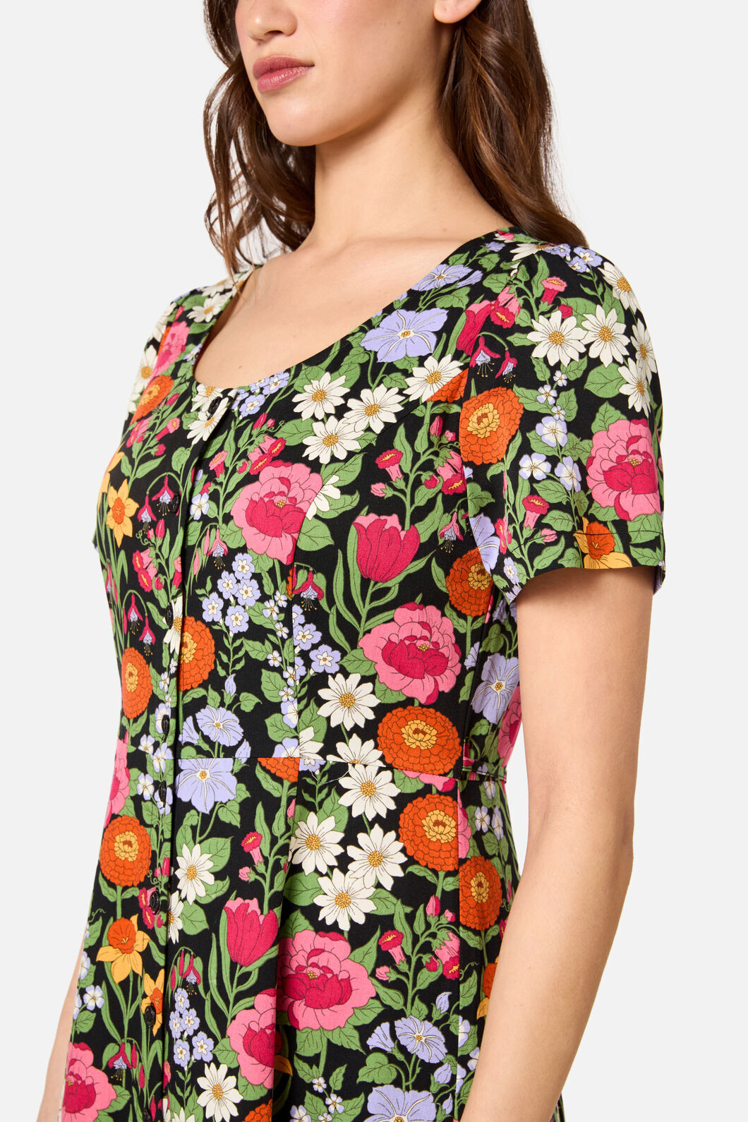 Princess Highway - Floral Field Midi Dress - black