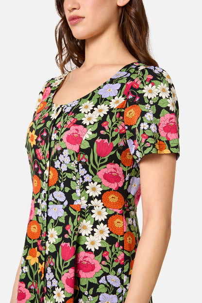 Princess Highway - Floral Field Midi Dress - black