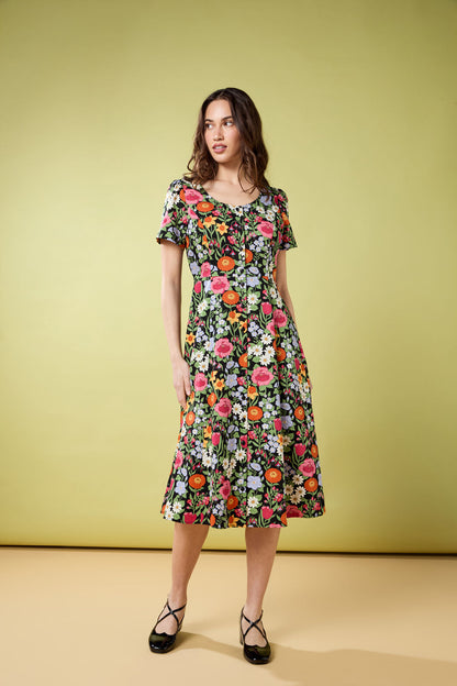 Princess Highway - Floral Field Midi Dress - black