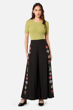 Princess Highway - Fleur Embroidered Pant - black