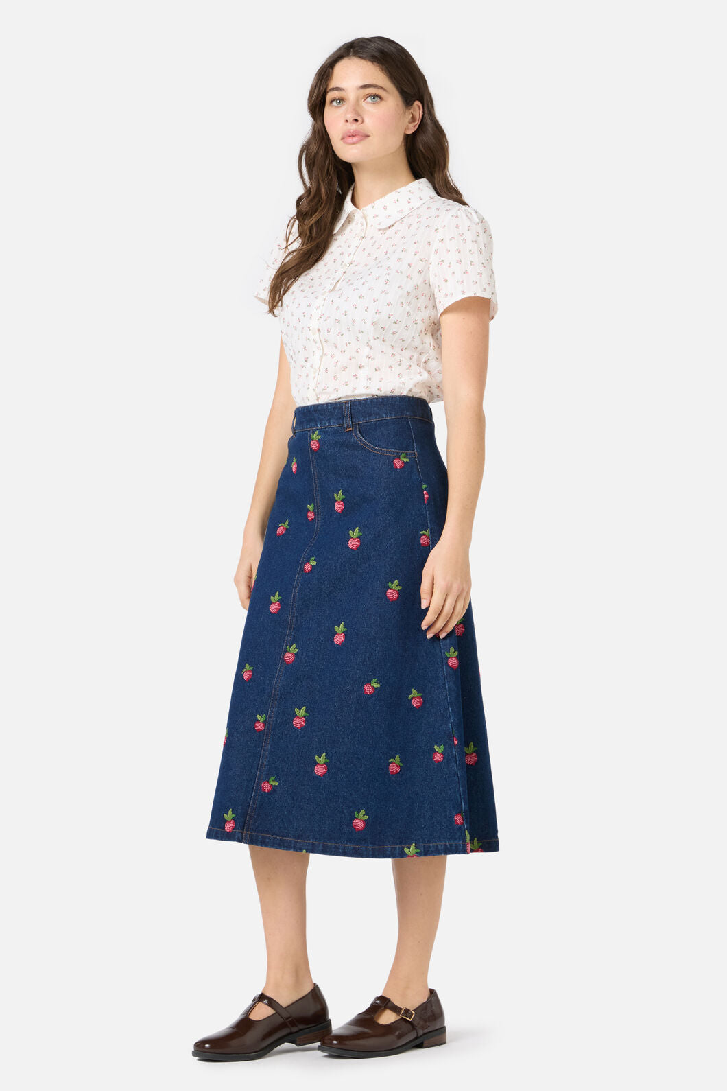 Princess Highway - Radish Emb Denim Skirt - blue-denim