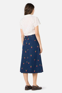 Princess Highway - Radish Emb Denim Skirt - blue-denim