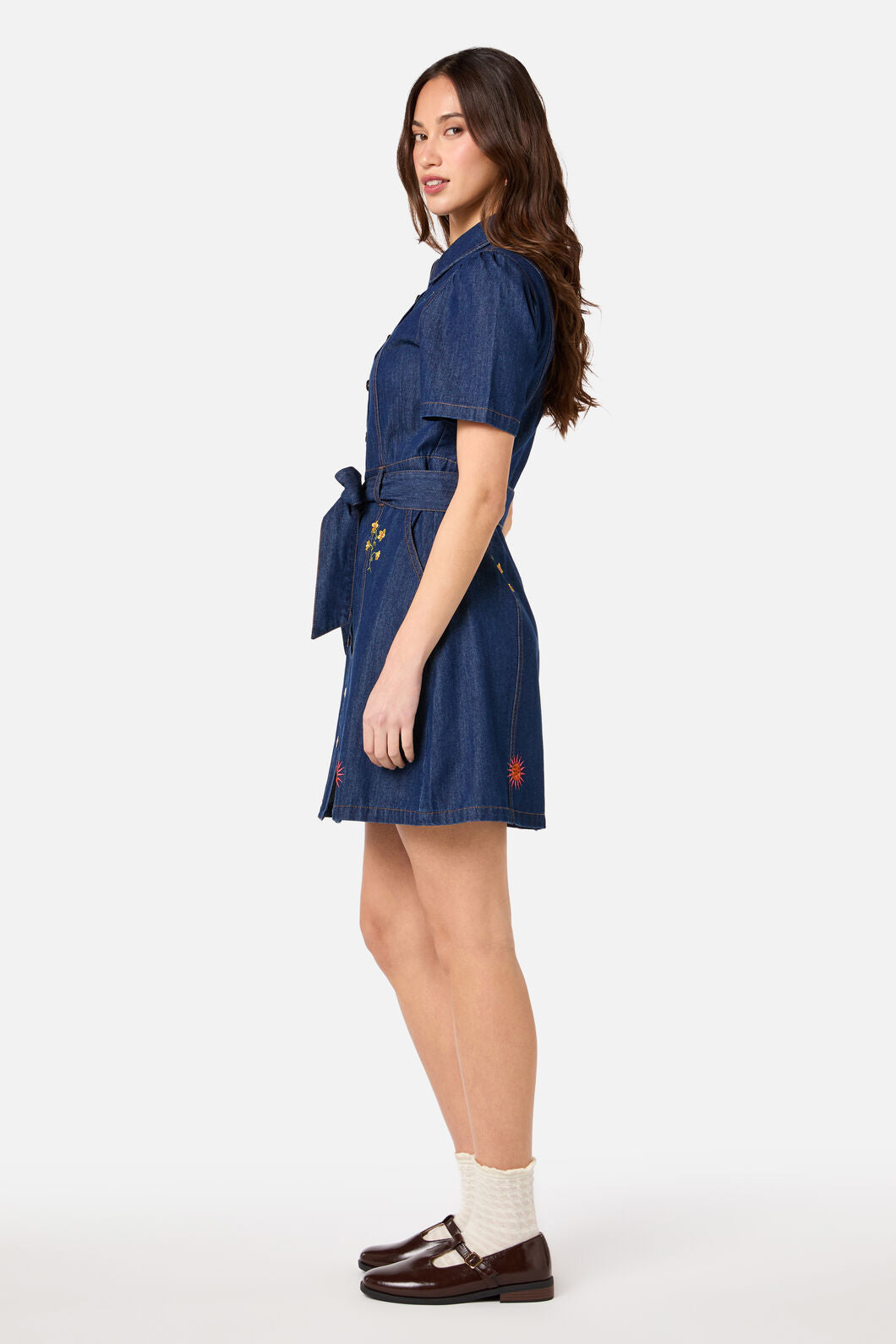 Princess Highway - Folk Art Denim Dress - mid-denim