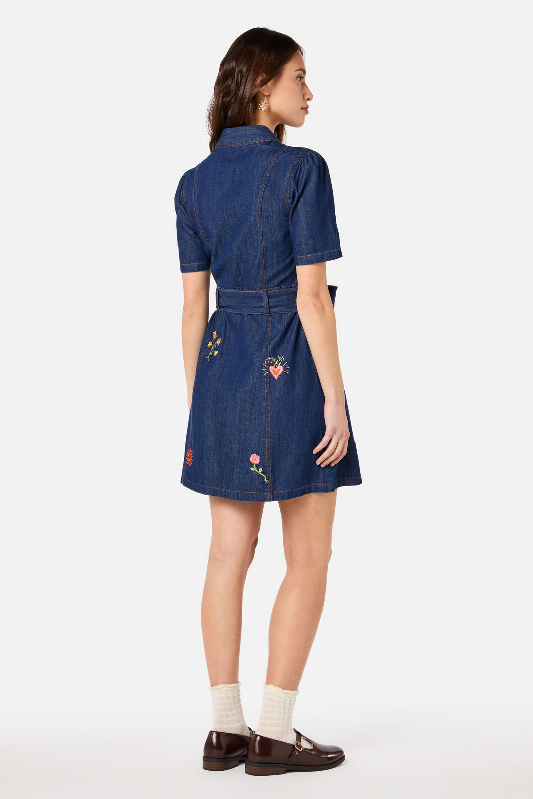 Princess Highway - Folk Art Denim Dress - mid-denim