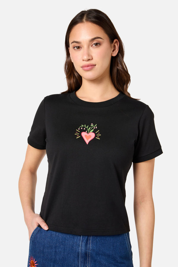 Princess Highway - Folk Art Printed Tee - black