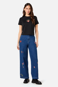 Princess Highway - Folk Art Printed Tee - black