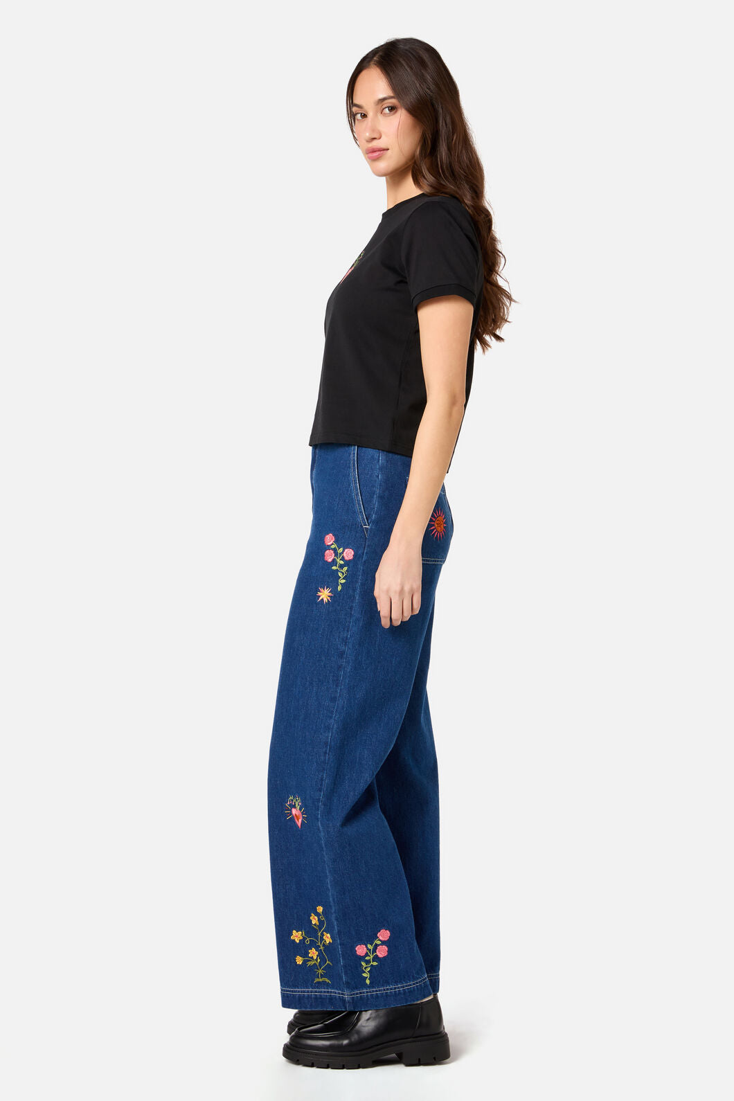 Princess Highway - Folk Art Printed Tee - black