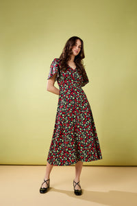 Princess Highway - Raspberry Midi Dress - navy