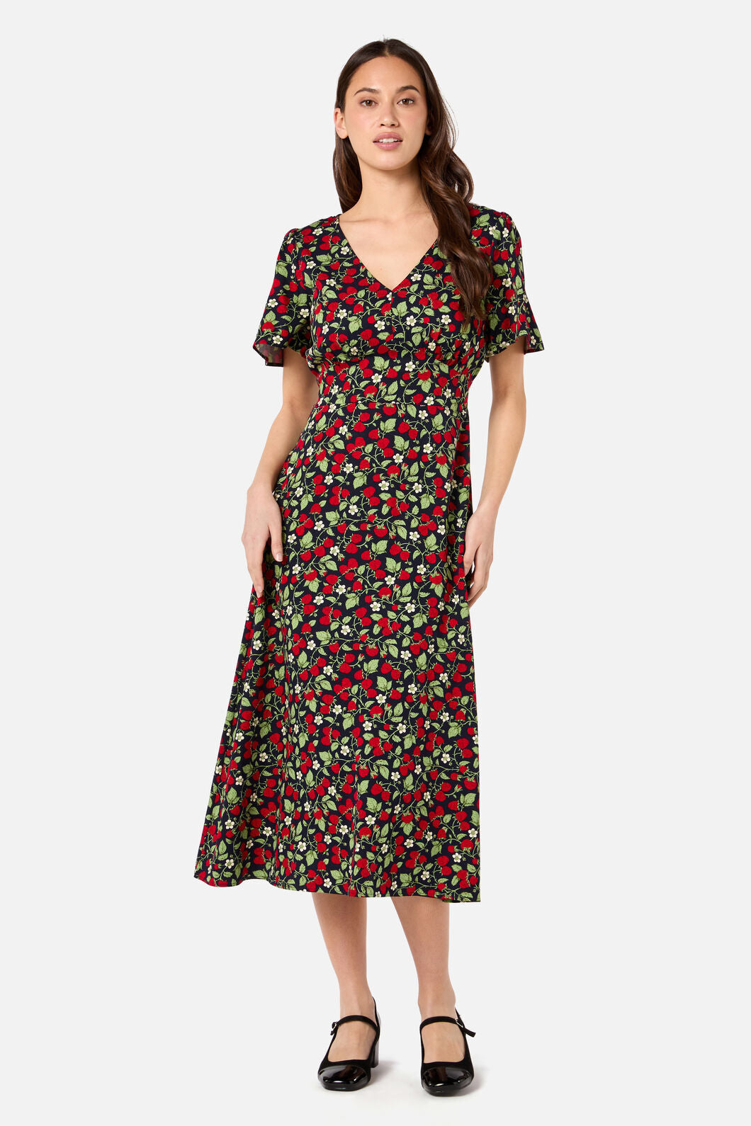 Princess Highway - Raspberry Midi Dress - navy