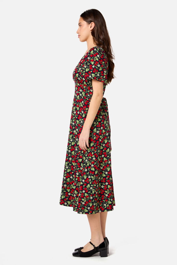 Princess Highway - Raspberry Midi Dress - navy
