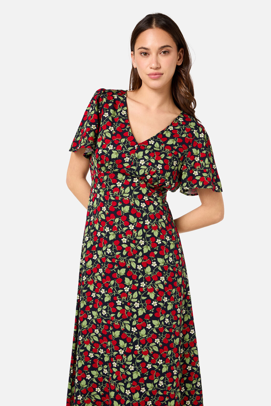 Princess Highway - Raspberry Midi Dress - navy
