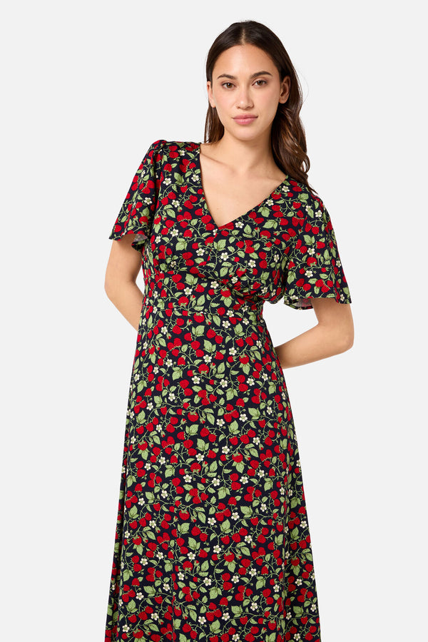 Princess Highway - Raspberry Midi Dress - navy
