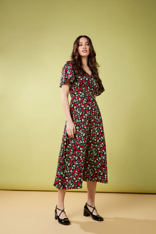 Princess Highway - Raspberry Midi Dress - navy