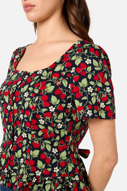 Princess Highway - Raspberry Short Sleeve Top - navy