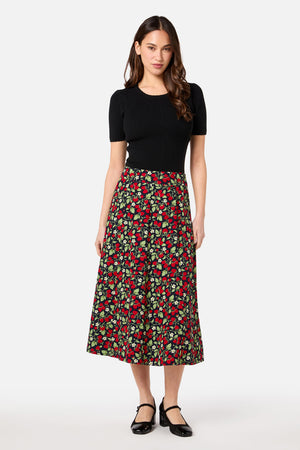Princess Highway - Raspberry Midi Skirt - navy
