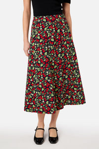 Princess Highway - Raspberry Midi Skirt - navy