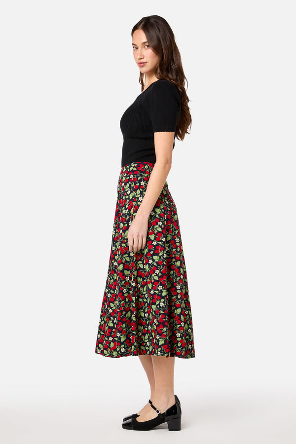 Princess Highway - Raspberry Midi Skirt - navy