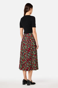 Princess Highway - Raspberry Midi Skirt - navy