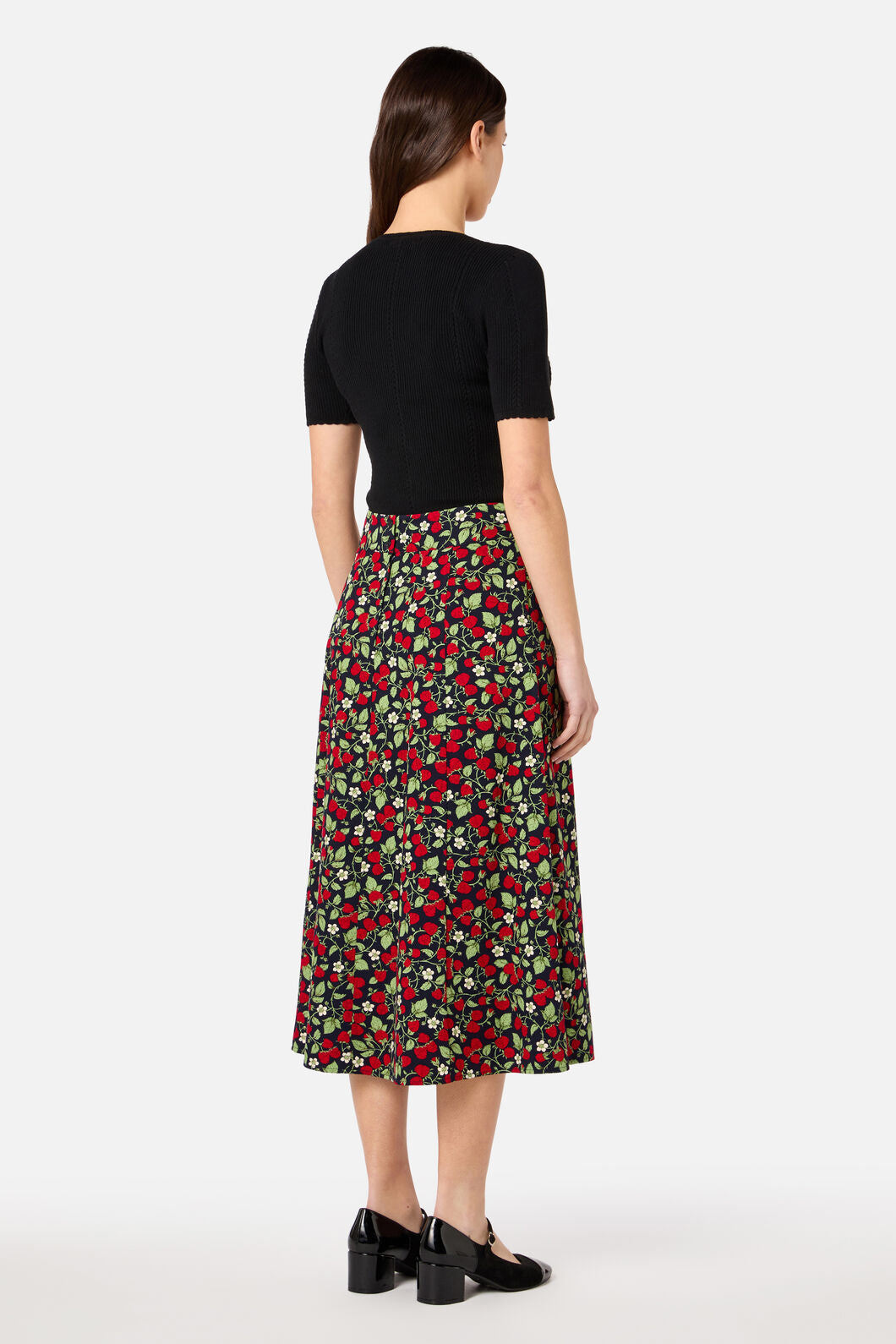 Princess Highway - Raspberry Midi Skirt - navy