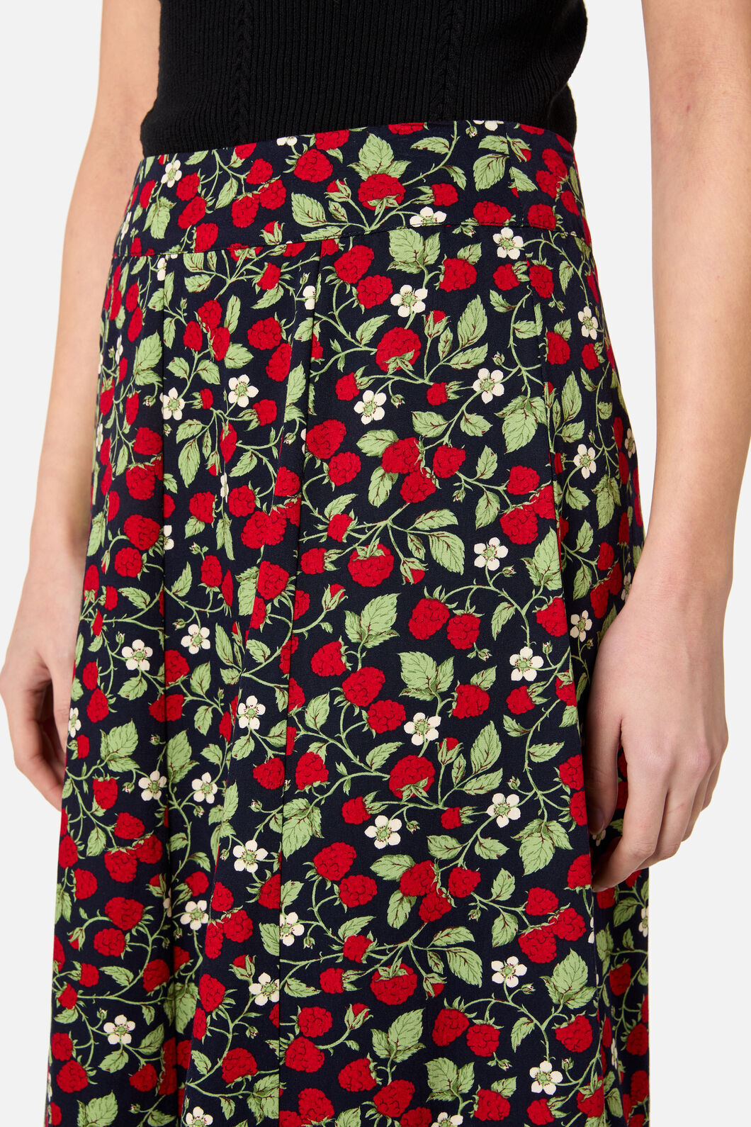 Princess Highway - Raspberry Midi Skirt - navy