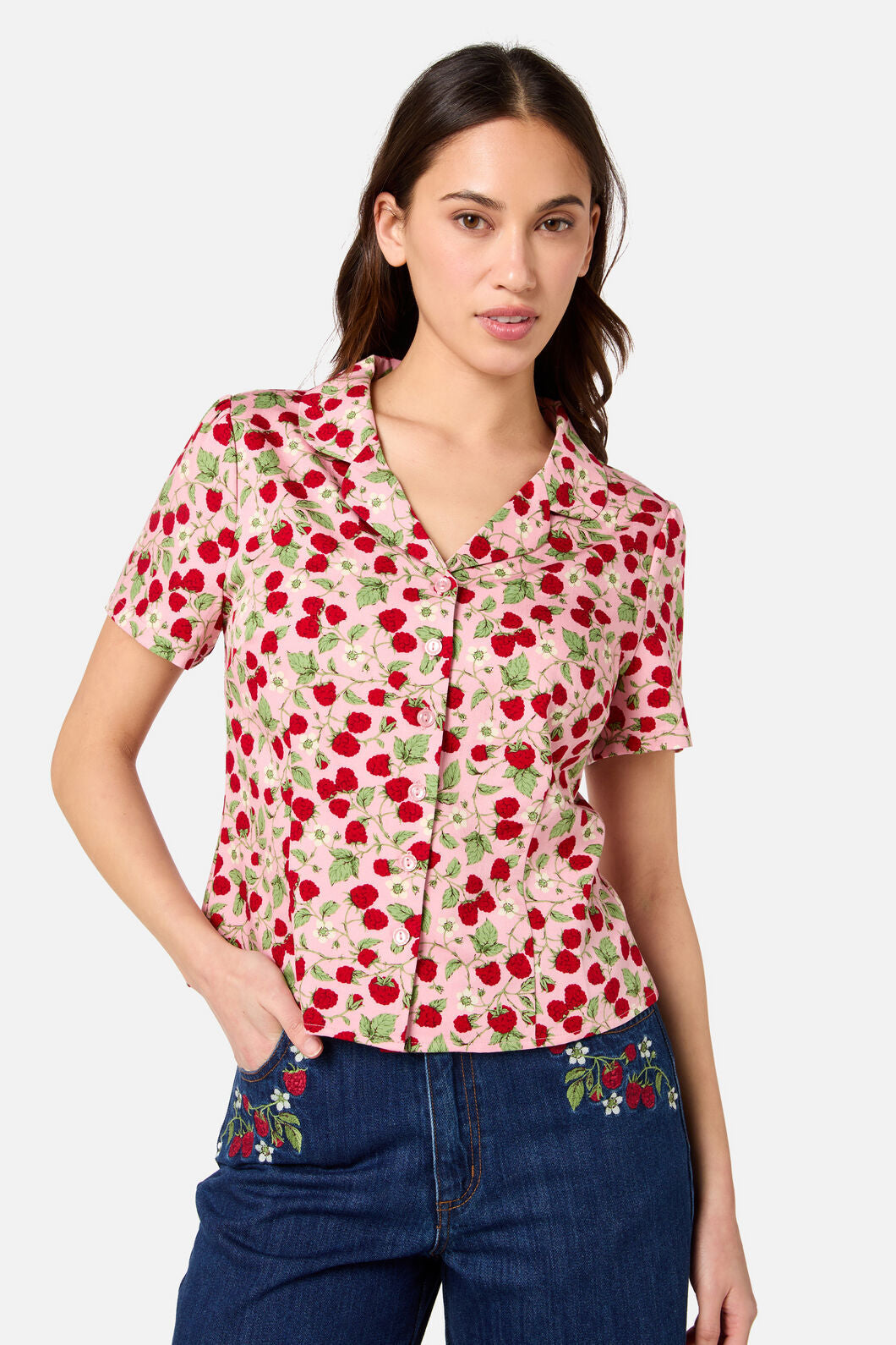 Princess Highway - Raspberry Short Sleeve Blouse - pink