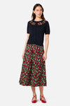 Princess Highway - Raspberry Embroidered Cardigan - navy