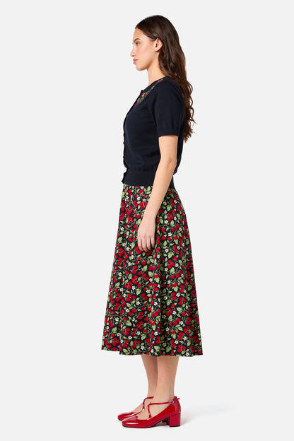 Princess Highway - Raspberry Embroidered Cardigan - navy