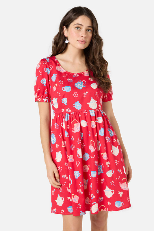 Princess Highway - Tea Time Short Sleeve Dress - red