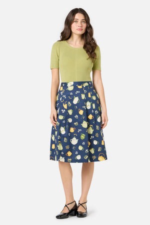Princess Highway - Tea Time Pleat Skirt - navy