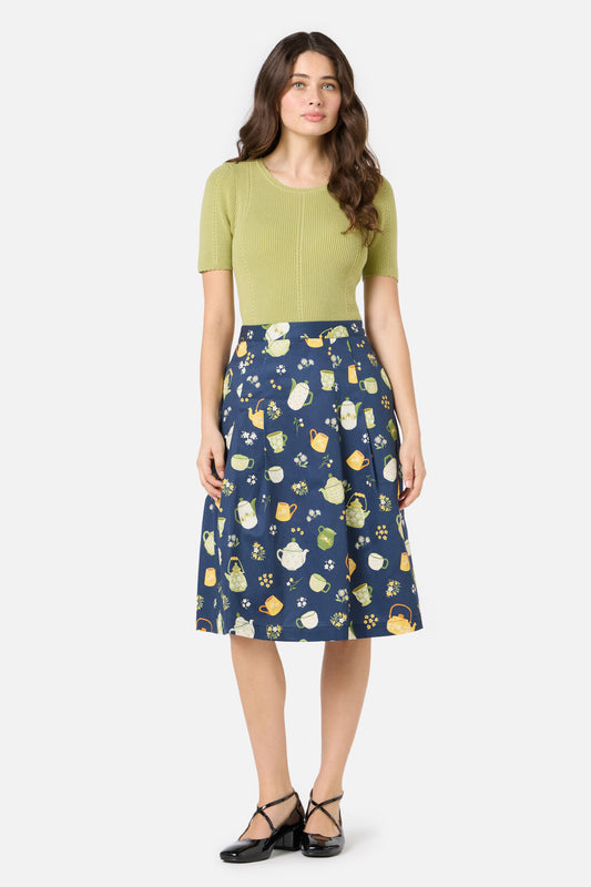 Princess Highway - Tea Time Pleat Skirt - navy