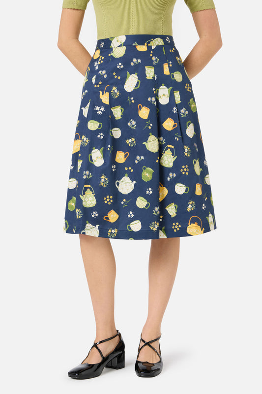 Princess Highway - Tea Time Pleat Skirt - navy