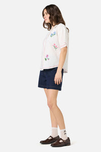 Princess Highway - Flower Patch Emb Shirt - cream