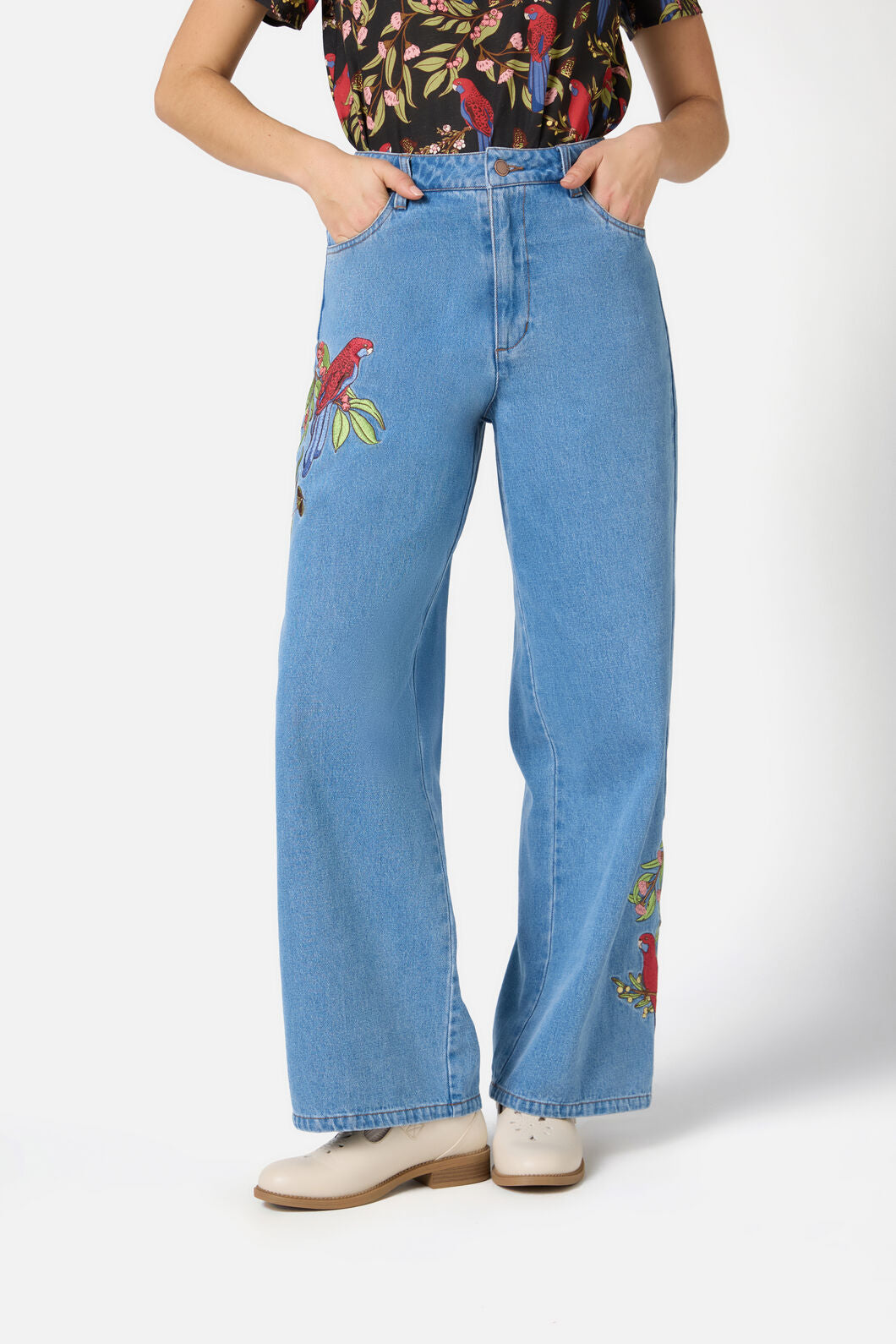 Princess Highway - Rosella Embroidered Jean - blue-denim