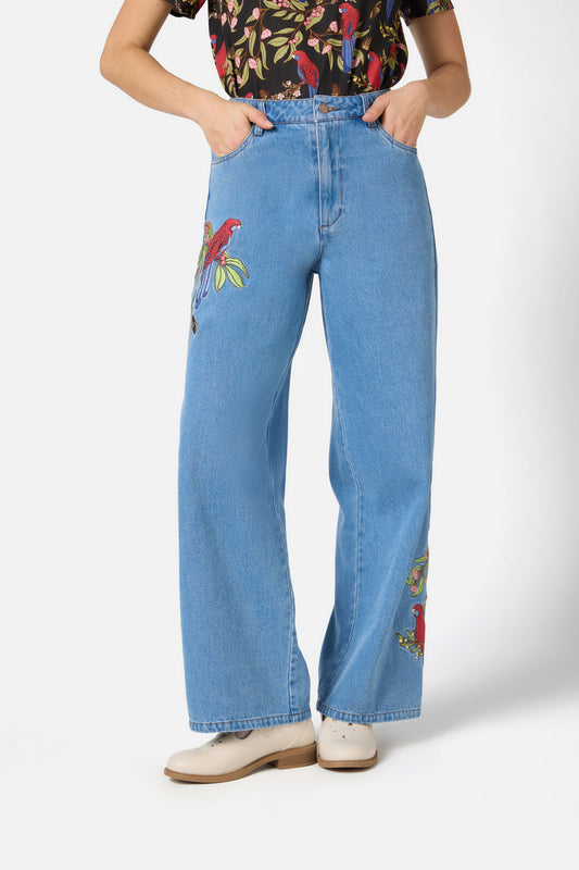 Princess Highway - Rosella Embroidered Jean - blue-denim