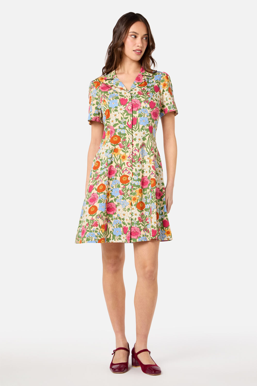 Princess Highway - Floral Field Shirt Dress - cream
