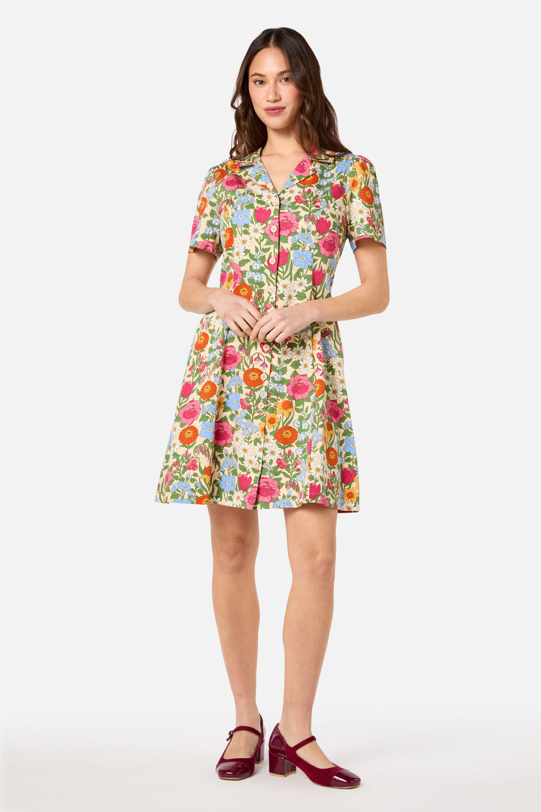 Princess Highway - Floral Field Shirt Dress - cream
