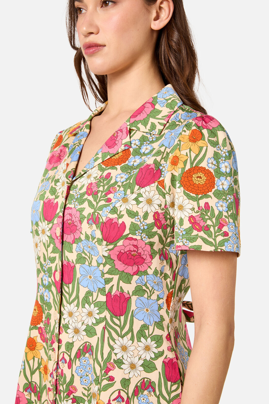 Princess Highway - Floral Field Shirt Dress - cream