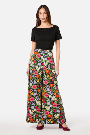 Princess Highway - Floral Field Palazzo Pant - black