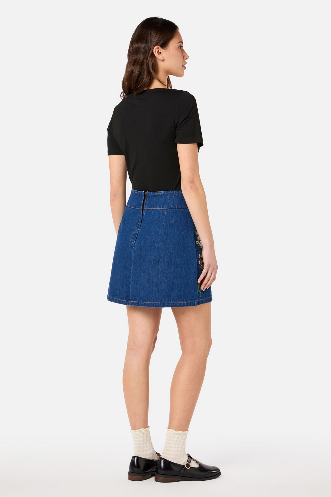 Princess Highway - Fleur Embroidered Denim Skirt - blue-denim