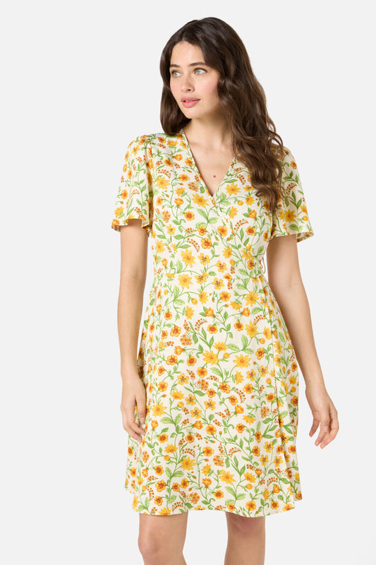Princess Highway - Alyssa Floral Mini Wrap Dress - cream