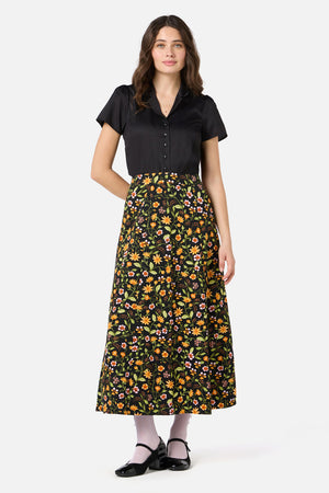 Princess Highway - Alyssa Floral Midi Skirt - black