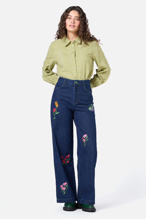 Princess Highway - Garden Party Emb Jean - blue-denim