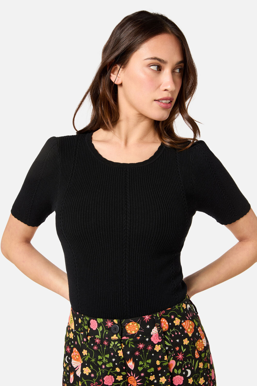 Princess Highway - Susie Rib Knit Top - black