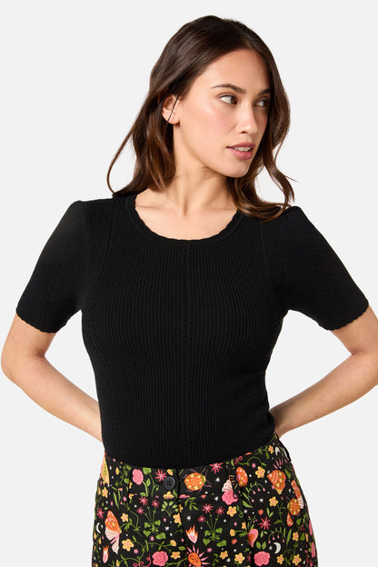 Princess Highway - Susie Rib Knit Top - black