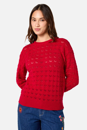 Princess Highway - Bea Lacey Knit Jumper - red
