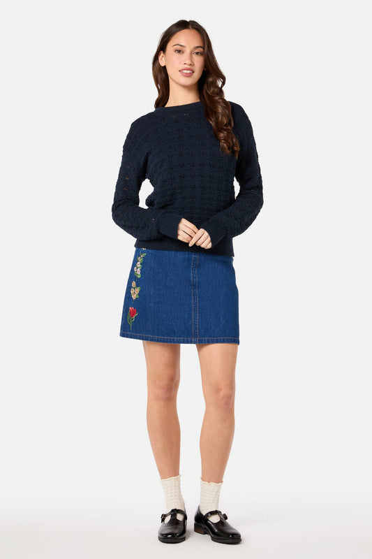 Princess Highway - Bea Lacey Knit Jumper - navy