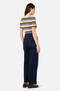Princess Highway - Skye Stripe Rib Knit Top - green-multi