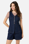 Princess Highway - Jillian Long Denim Vest - dark-denim