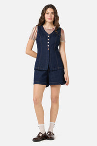 Princess Highway - Jillian Long Denim Vest - dark-denim